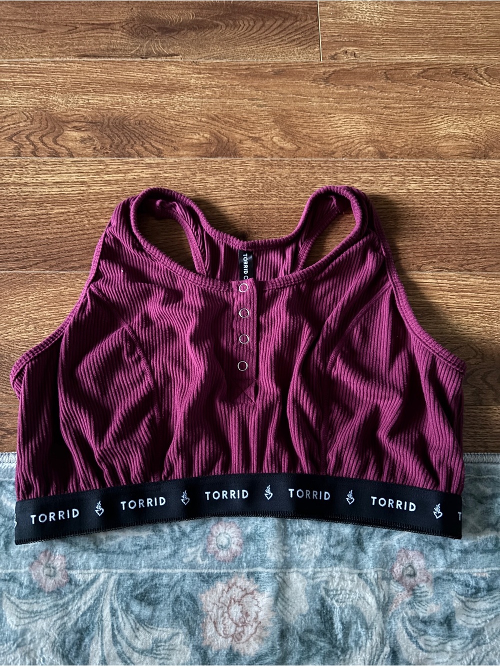 Torrid Plum Ribbed Snap-Front Racerback Bralette in size 2